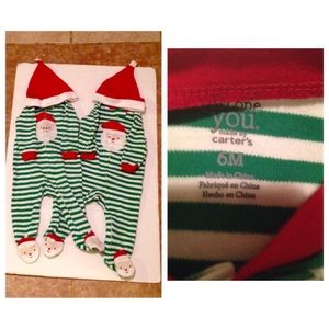 Twin baby boys Santa onesies/hats